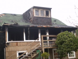 Fire damaged house in Sooke BC